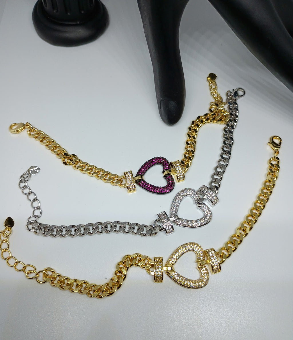 Heart-Link Pavé Bracelet