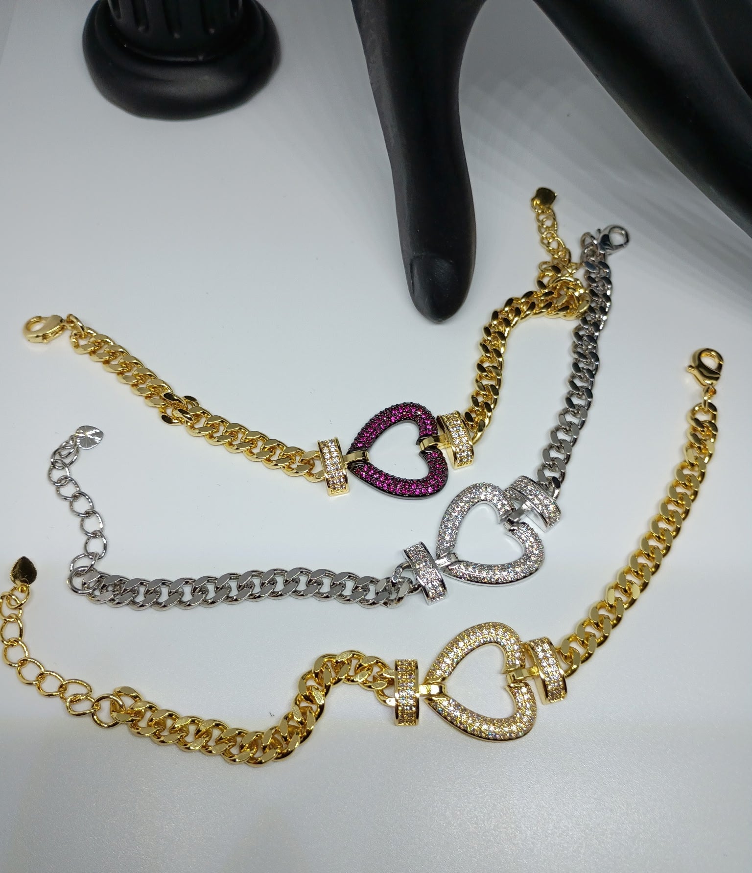 Heart-Link Pavé Bracelet