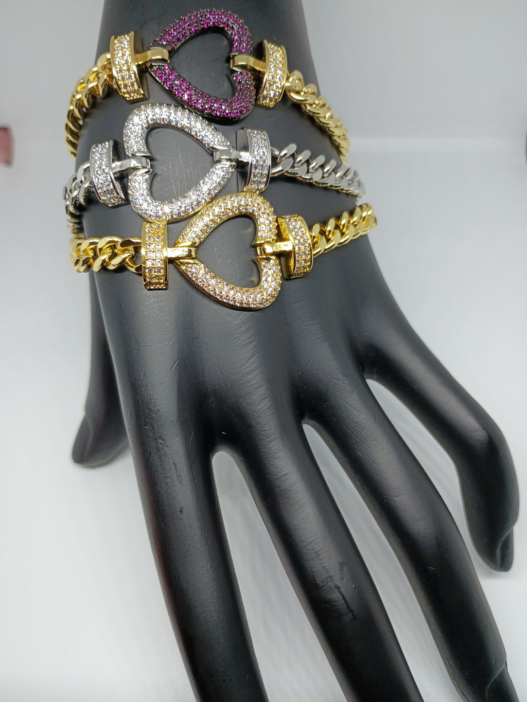 Heart-Link Pavé Bracelet